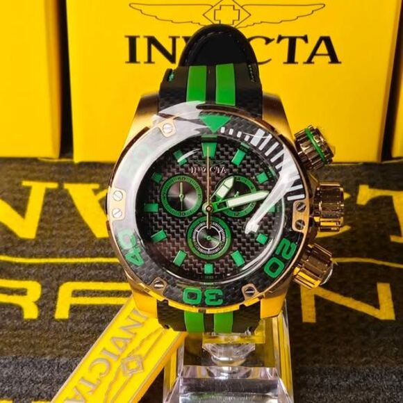 Invicta Pro Diver 48991 Gold Green Chronograph 52mm Men’s Watch - Picture 1 of 7